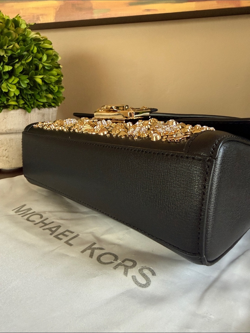 MICHAEL KORS KINSLEY ✨LIMITED EDITION ✨ MEDIUM SHOULDER FLAP BLACK BAG 🌟NWT🌟 - Picture 12 of 17